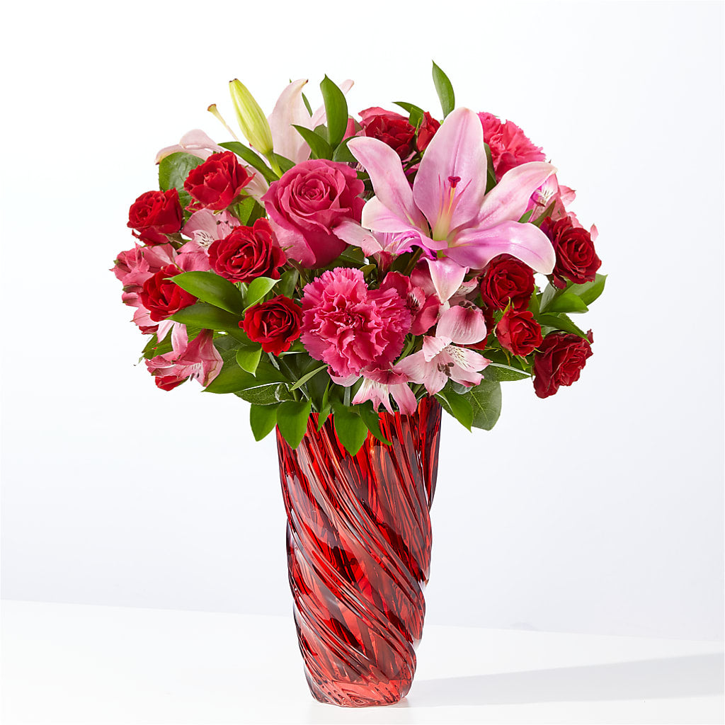 In Love Bouquet with Luxe Swirl Vase – Forsberg Flowers Of Marquette Llc, Marquette MI