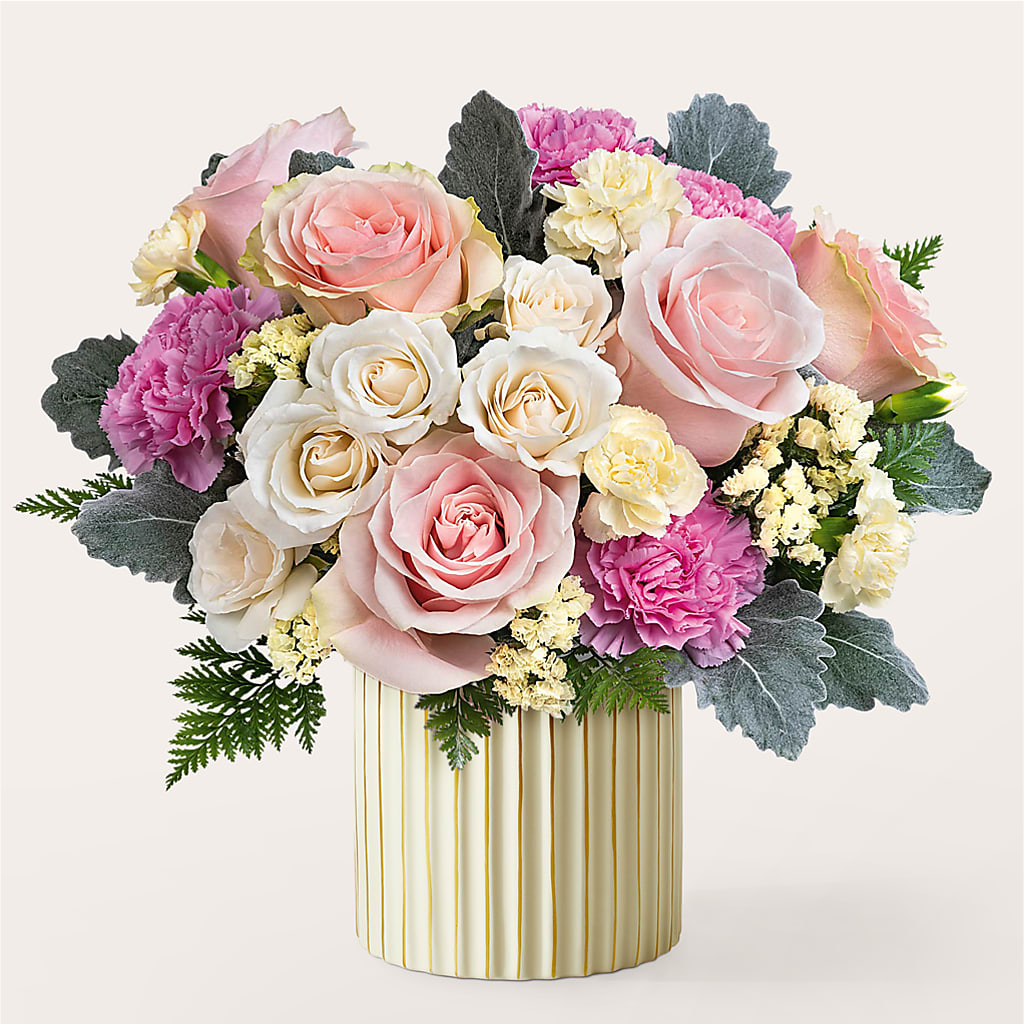 Blissful Moments Bouquet with Ivory Vase – Forsberg Flowers Of Marquette Llc, Marquette MI