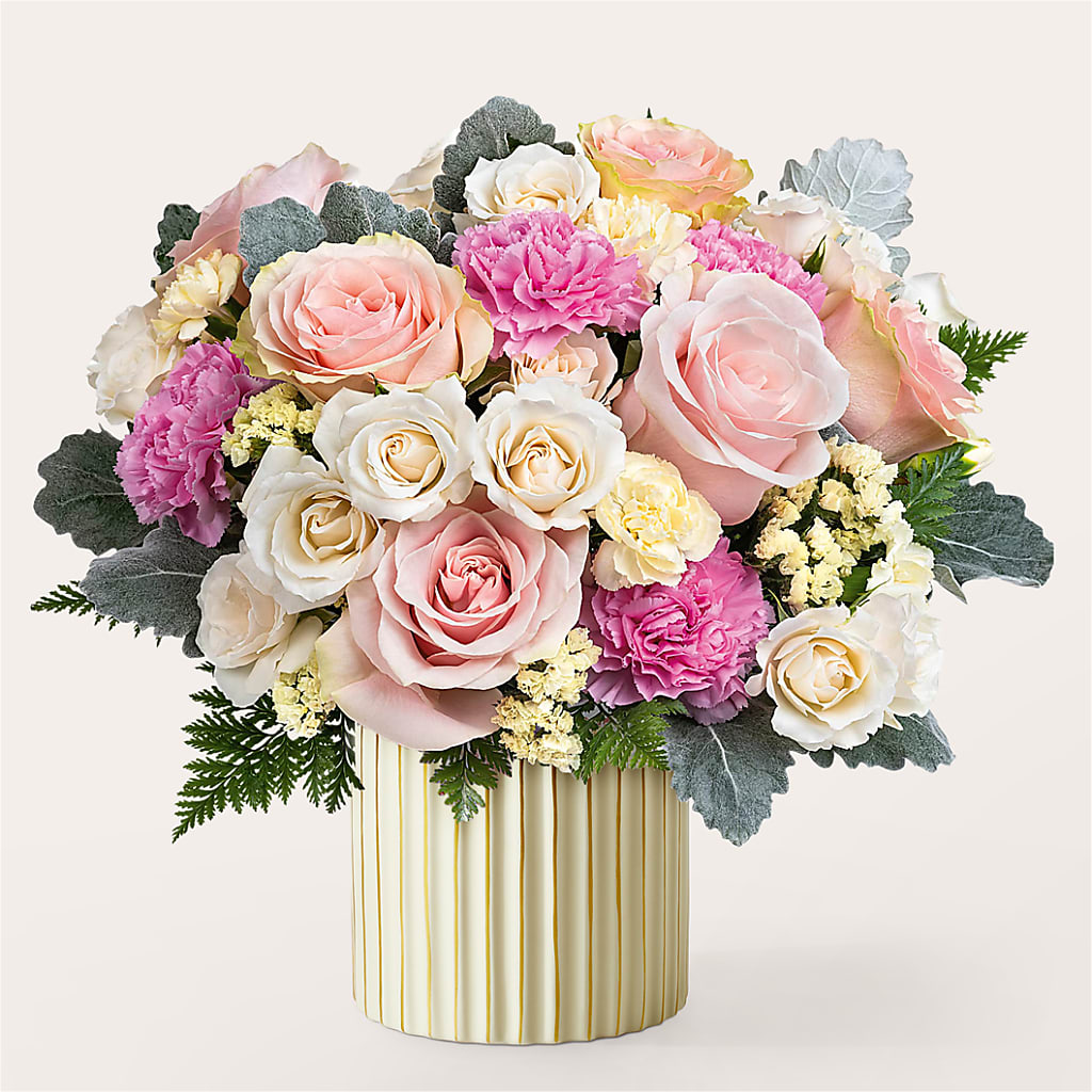 Blissful Moments Bouquet with Ivory Vase – Forsberg Flowers Of Marquette Llc, Marquette MI
