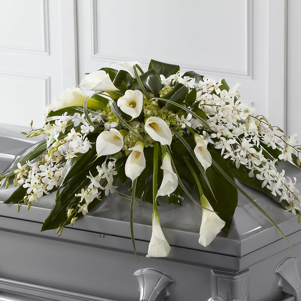 Angel Wings Casket Spray – Forsberg Flowers Of Marquette Llc, Marquette MI