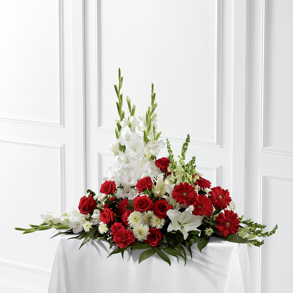 Crimson & White Arrangement – Forsberg Flowers Of Marquette Llc, Marquette MI