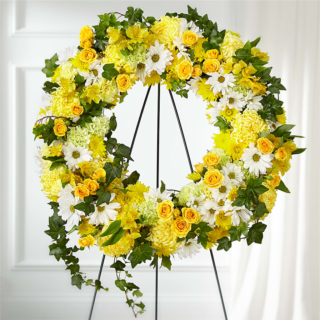 Golden Remembrance Wreath – Forsberg Flowers Of Marquette Llc, Marquette MI