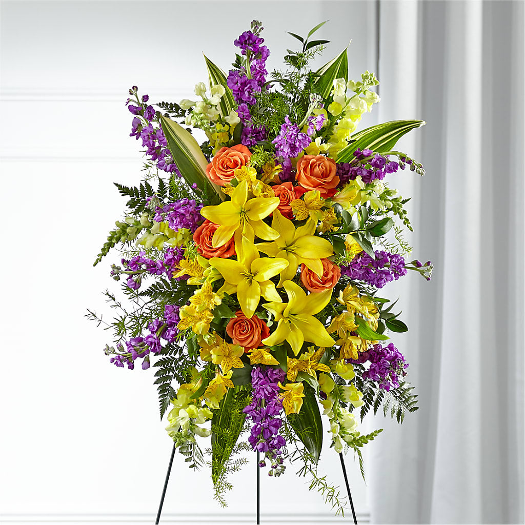Thoughtful Prayers Standing Spray – Forsberg Flowers Of Marquette Llc, Marquette MI