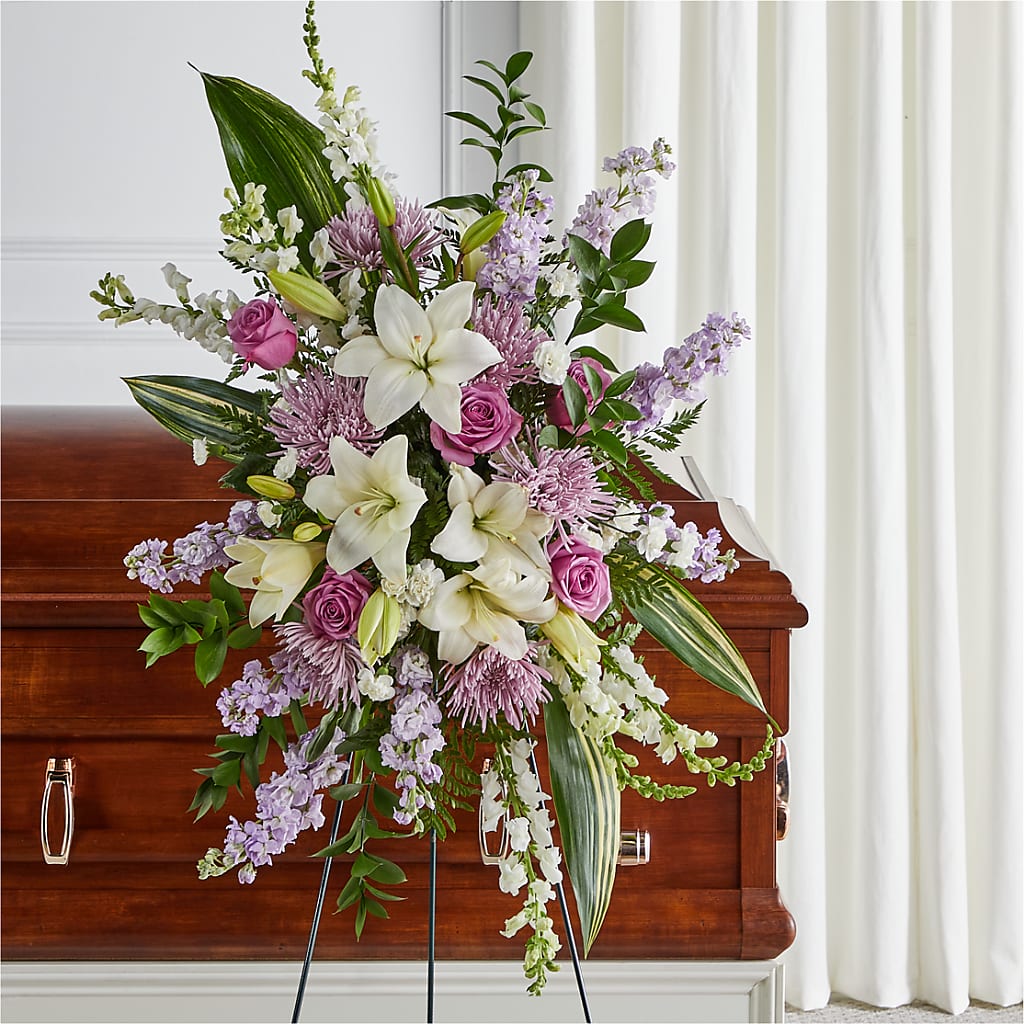 Grateful Hearts Standing Spray – Forsberg Flowers Of Marquette Llc, Marquette MI