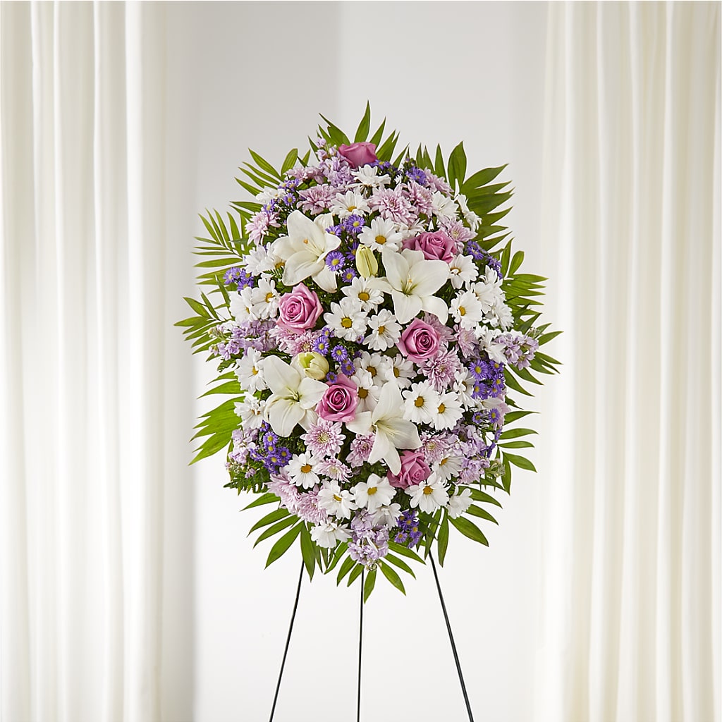 Surrounded by Love Standing Spray – Forsberg Flowers Of Marquette Llc, Marquette MI
