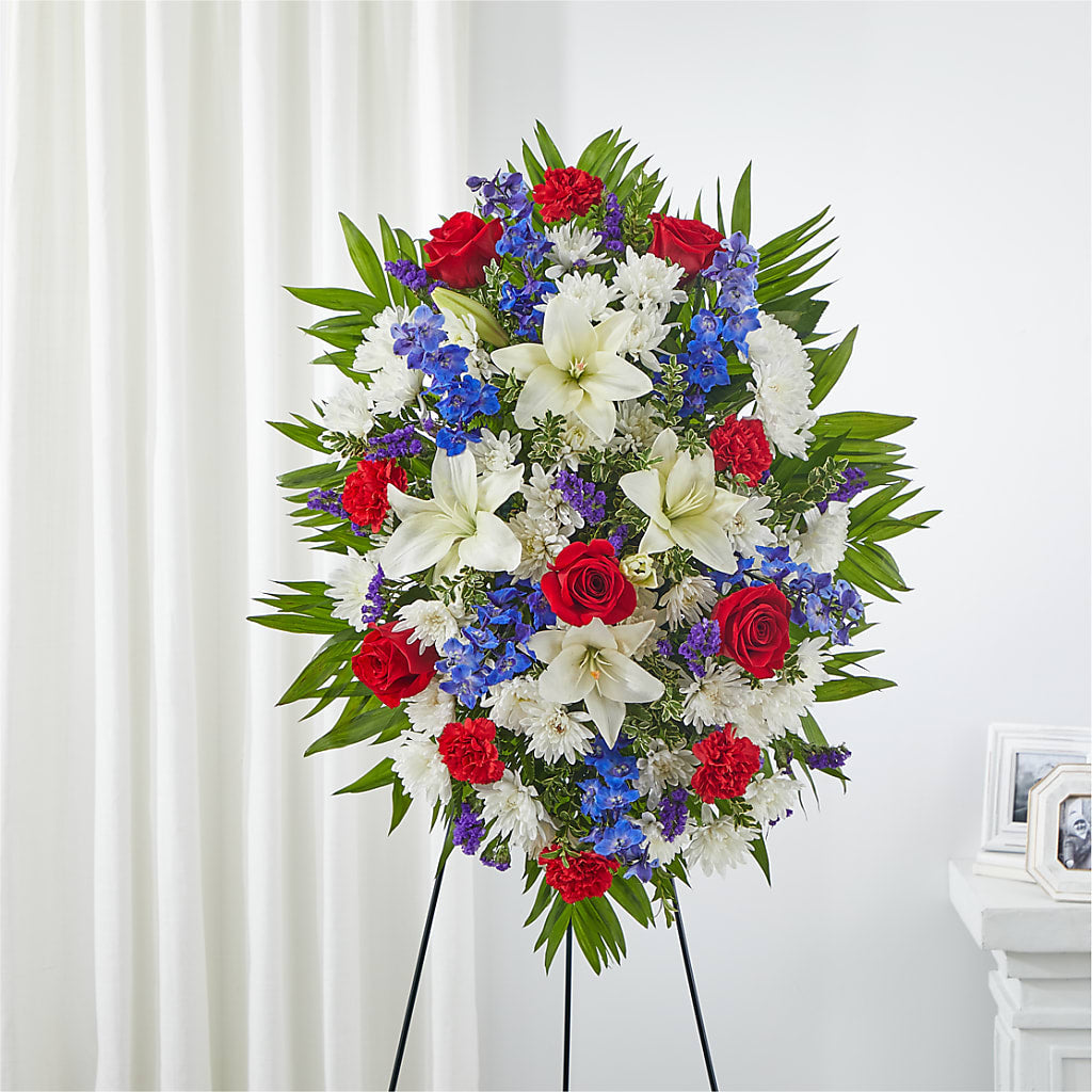 Cherished Service Standing Spray – Forsberg Flowers Of Marquette Llc, Marquette MI