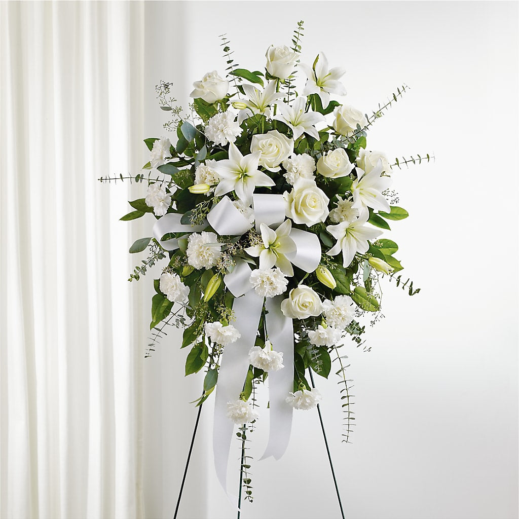 With Care Standing Spray – Forsberg Flowers Of Marquette Llc, Marquette MI