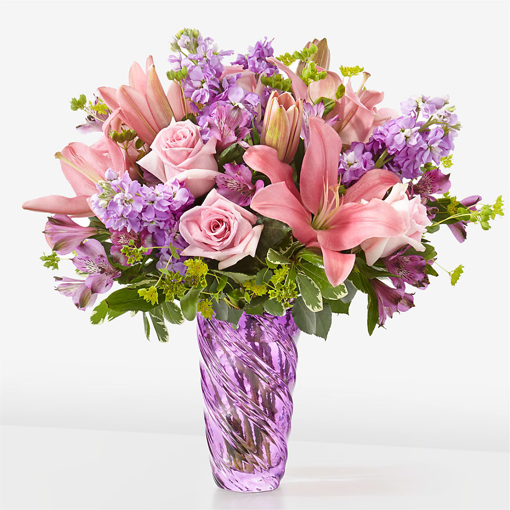 Precious Petals Bouquet with Luxe Swirl Vase – Forsberg Flowers Of Marquette Llc, Marquette MI