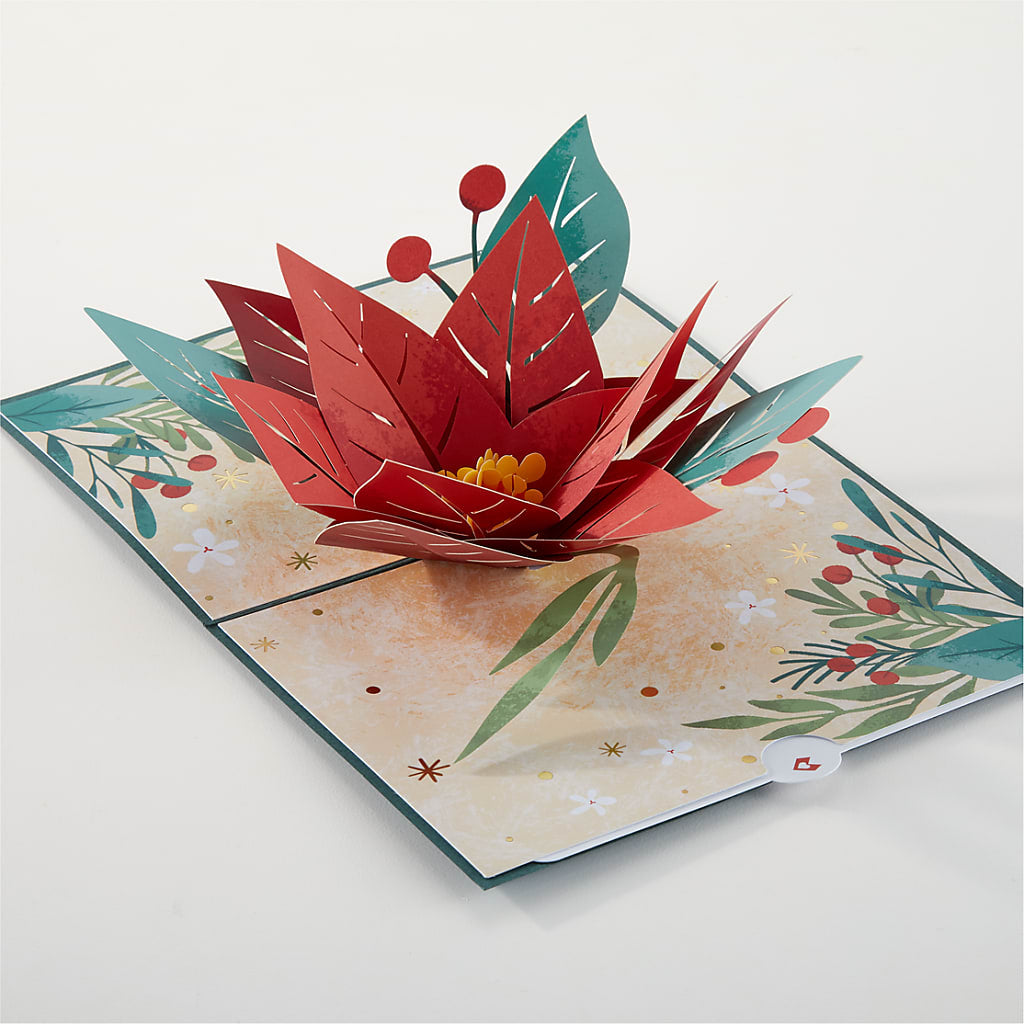 Happiest Holidays Poinsettia and Lovepop Card –  Forsberg Flowers Of Marquette Llc, Marquette MI