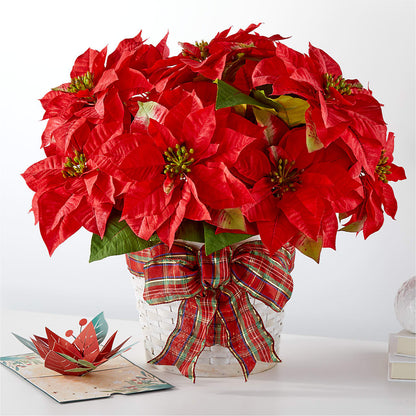 Happiest Holidays Poinsettia and Lovepop Card –  Forsberg Flowers Of Marquette Llc, Marquette MI