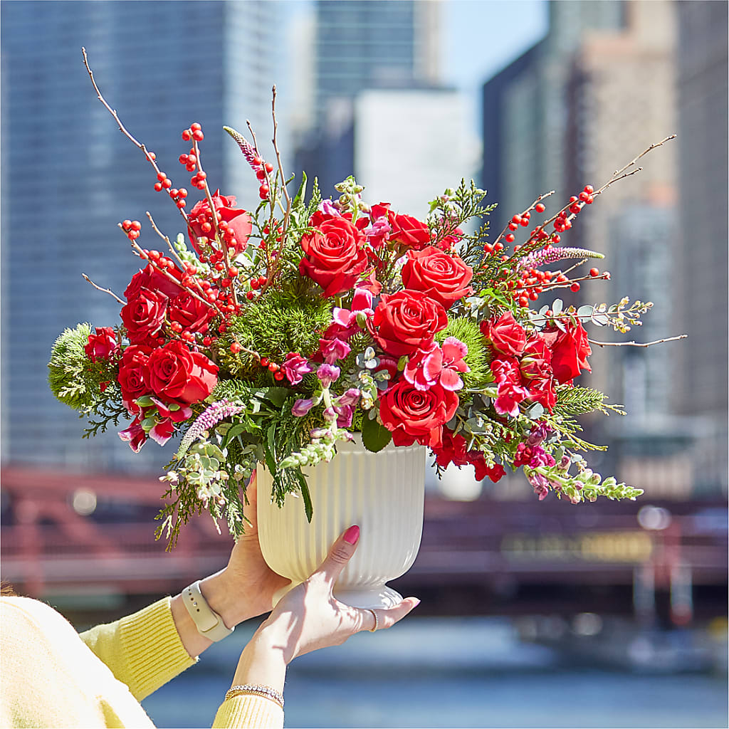 Big Red Bow Bouquet –  Forsberg Flowers Of Marquette Llc, Marquette MI