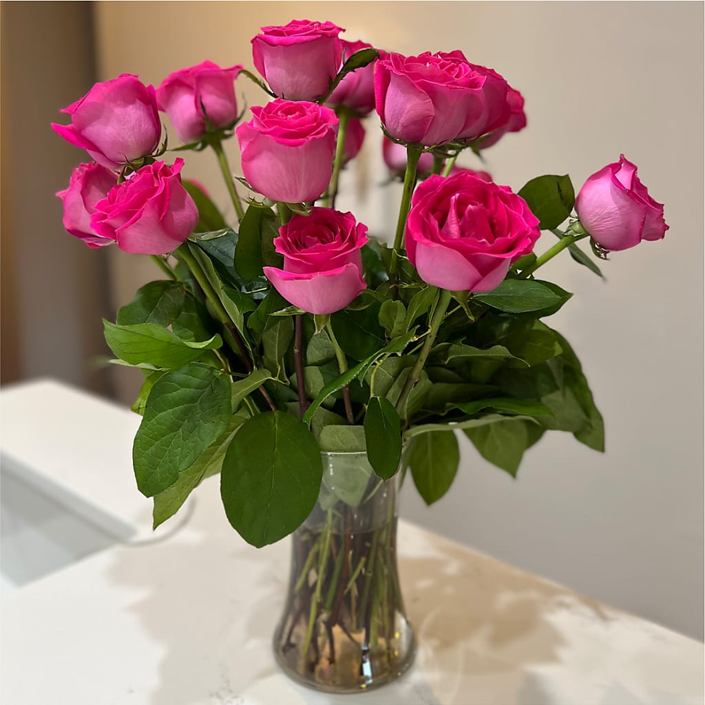 Long Stem Pink Rose Bouquet –  Forsberg Flowers Of Marquette Llc, Marquette MI
