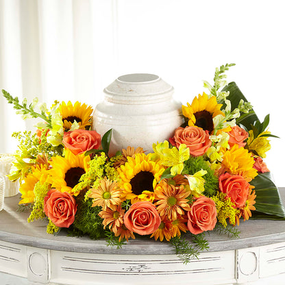 Faithful Sunflower Cremation Adornment –  Forsberg Flowers Of Marquette Llc, Marquette MI