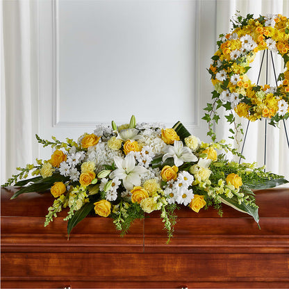 Golden Harmony Casket Spray –  Forsberg Flowers Of Marquette Llc, Marquette MI