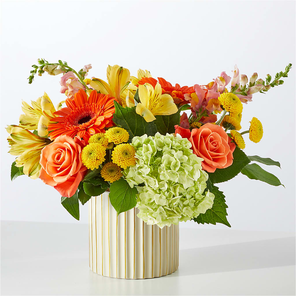 Autumn Sunshine Bouquet with Ivory Vase –  Forsberg Flowers Of Marquette Llc, Marquette MI
