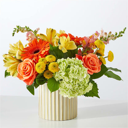 Autumn Sunshine Bouquet with Ivory Vase –  Forsberg Flowers Of Marquette Llc, Marquette MI