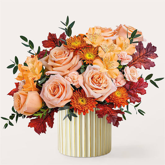 Spiced Latte Bouquet with Ivory Vase –  Forsberg Flowers Of Marquette Llc, Marquette MI